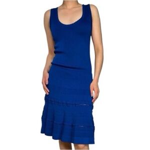 Carven Royal Blue Sleeveless Midi Layered Dress